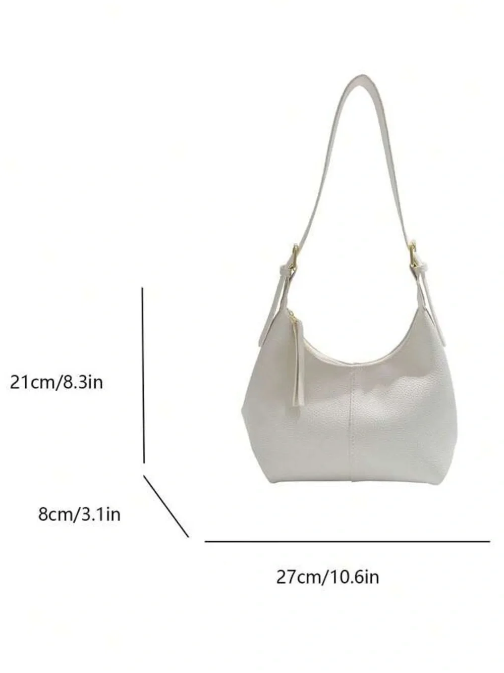 Cream Pebbled Leather Shoulder Bag